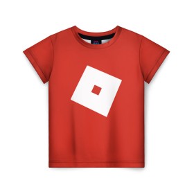 Детская футболка 3D с принтом Roblox в Санкт-Петербурге, 100% гипоаллергенный полиэфир | прямой крой, круглый вырез горловины, длина до линии бедер, чуть спущенное плечо, ткань немного тянется | roblox | лого | роблокс