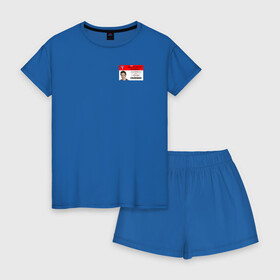 Женская пижама с шортиками хлопок с принтом Бэйдж Доктор Джон Дориан в Санкт-Петербурге, 100% хлопок | футболка прямого кроя, шорты свободные с широкой мягкой резинкой | scrabs | бейдж | бейджик | джон дориан | клиника