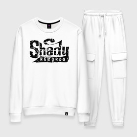 Женский костюм хлопок с принтом Eminem Slim Shady в Санкт-Петербурге, 100% хлопок | на свитшоте круглая горловина, мягкая резинка по низу. Брюки заужены к низу, на них два вида карманов: два 