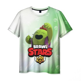 Мужская футболка 3D с принтом spike brawl stars в Санкт-Петербурге, 100% полиэфир | прямой крой, круглый вырез горловины, длина до линии бедер | brawl | brawl stars | spike | бравл | бравл старс | спайк