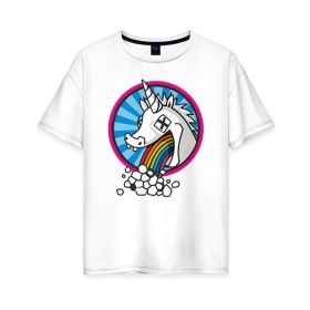 Женская футболка хлопок Oversize с принтом Unicorn do Rainbow в Санкт-Петербурге, 100% хлопок | свободный крой, круглый ворот, спущенный рукав, длина до линии бедер
 | 