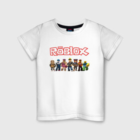 Детская футболка хлопок с принтом ROBLOX в Санкт-Петербурге, 100% хлопок | круглый вырез горловины, полуприлегающий силуэт, длина до линии бедер | game | gamer | logo | minecraft | roblox | simulator | игра | конструктор | лого | майнкрафт | симулятор | строительство | фигура