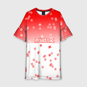 Детское платье 3D с принтом ROBLOX в Санкт-Петербурге, 100% полиэстер | прямой силуэт, чуть расширенный к низу. Круглая горловина, на рукавах — воланы | 3d | roblox | игра | лого | логотип | надпись | онлайн | платформа | роблокс | эмблема