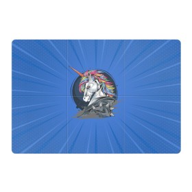Магнитный плакат 3Х2 с принтом Единорог Rock в Санкт-Петербурге, Полимерный материал с магнитным слоем | 6 деталей размером 9*9 см | rock | единорог | единорог рокер | кожанка | конь | лошадь | многоцветный | радуга | рог | рок | шипы