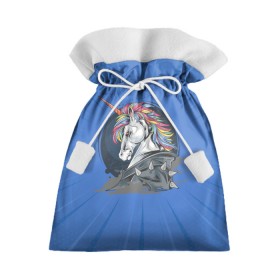 Подарочный 3D мешок с принтом Единорог Rock в Санкт-Петербурге, 100% полиэстер | Размер: 29*39 см | rock | единорог | единорог рокер | кожанка | конь | лошадь | многоцветный | радуга | рог | рок | шипы