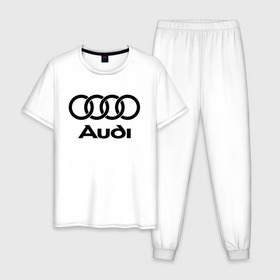 Мужская пижама хлопок с принтом Audi Ауди в Санкт-Петербурге, 100% хлопок | брюки и футболка прямого кроя, без карманов, на брюках мягкая резинка на поясе и по низу штанин
 | audi | auto | quattro | авто | автомобиль | ауди | марка | машина