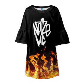 Детское платье 3D с принтом Noize MC в Санкт-Петербурге, 100% полиэстер | прямой силуэт, чуть расширенный к низу. Круглая горловина, на рукавах — воланы | hip hop | noize | noize mc | rap | музыка | нойз | нойз мс | реп | рэп | хип хоп