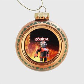 Стеклянный ёлочный шар с принтом ROBLOX в Санкт-Петербурге, Стекло | Диаметр: 80 мм | roblox | игра | компьютерная игра | логотип | онлайн | онлайн игра | роблакс | роблокс