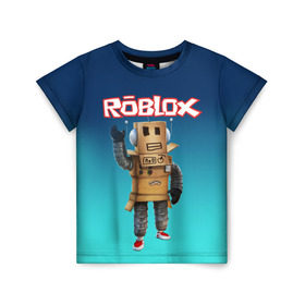 Детская футболка 3D с принтом ROBLOX в Санкт-Петербурге, 100% гипоаллергенный полиэфир | прямой крой, круглый вырез горловины, длина до линии бедер, чуть спущенное плечо, ткань немного тянется | Тематика изображения на принте: roblox | игра | компьютерная игра | логотип | онлайн | онлайн игра | роблакс | роблокс
