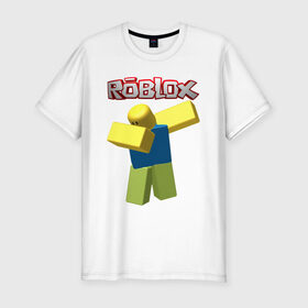 Мужская футболка хлопок Slim с принтом Roblox Dab в Санкт-Петербурге, 92% хлопок, 8% лайкра | приталенный силуэт, круглый вырез ворота, длина до линии бедра, короткий рукав | game | game roblox | logo roblox | online game | oof roblox dabbing | roblox | roblox dab | roblox noob | игра | игра роблокс | лого роблокс | онлайн игра | онлайн игра роблокс | роблокс | роблокс даб