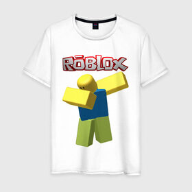 Мужская футболка хлопок с принтом Roblox Dab в Санкт-Петербурге, 100% хлопок | прямой крой, круглый вырез горловины, длина до линии бедер, слегка спущенное плечо. | game | game roblox | logo roblox | online game | oof roblox dabbing | roblox | roblox dab | roblox noob | игра | игра роблокс | лого роблокс | онлайн игра | онлайн игра роблокс | роблокс | роблокс даб
