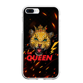 Чехол для iPhone 7Plus/8 Plus матовый с принтом the Queen в Санкт-Петербурге, Силикон | Область печати: задняя сторона чехла, без боковых панелей | queen | большая кошка | королева | корона | кошка | леопард | львица | молния
