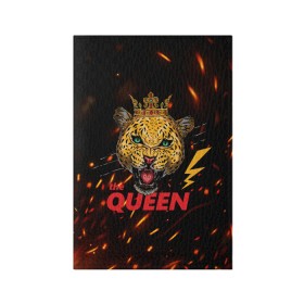 Обложка для паспорта матовая кожа с принтом the Queen в Санкт-Петербурге, натуральная матовая кожа | размер 19,3 х 13,7 см; прозрачные пластиковые крепления | queen | большая кошка | королева | корона | кошка | леопард | львица | молния