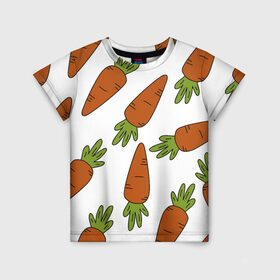 Детская футболка 3D с принтом Морковь в Санкт-Петербурге, 100% гипоаллергенный полиэфир | прямой крой, круглый вырез горловины, длина до линии бедер, чуть спущенное плечо, ткань немного тянется | Тематика изображения на принте: 