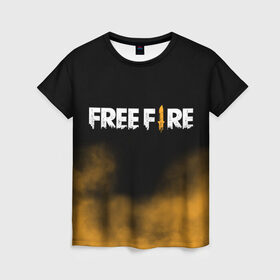 Женская футболка 3D с принтом Free fire в Санкт-Петербурге, 100% полиэфир ( синтетическое хлопкоподобное полотно) | прямой крой, круглый вырез горловины, длина до линии бедер | free fire | freefire | игра free fire | игра фрифаер | фри файр | фрифаер