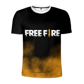 Мужская футболка 3D спортивная с принтом Free fire в Санкт-Петербурге, 100% полиэстер с улучшенными характеристиками | приталенный силуэт, круглая горловина, широкие плечи, сужается к линии бедра | free fire | freefire | игра free fire | игра фрифаер | фри файр | фрифаер
