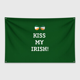 Флаг-баннер с принтом Kiss my Irish в Санкт-Петербурге, 100% полиэстер | размер 67 х 109 см, плотность ткани — 95 г/м2; по краям флага есть четыре люверса для крепления | британия | день святого патрика | золото | ирландия