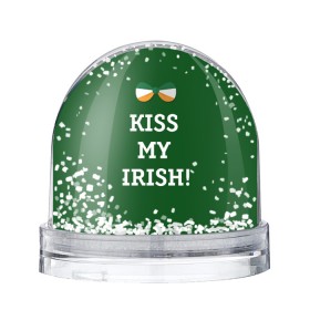 Снежный шар с принтом Kiss my Irish в Санкт-Петербурге, Пластик | Изображение внутри шара печатается на глянцевой фотобумаге с двух сторон | британия | день святого патрика | золото | ирландия