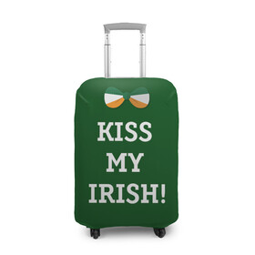Чехол для чемодана 3D с принтом Kiss my Irish в Санкт-Петербурге, 86% полиэфир, 14% спандекс | двустороннее нанесение принта, прорези для ручек и колес | британия | день святого патрика | золото | ирландия