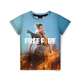 Детская футболка 3D с принтом free fire в Санкт-Петербурге, 100% гипоаллергенный полиэфир | прямой крой, круглый вырез горловины, длина до линии бедер, чуть спущенное плечо, ткань немного тянется | free fire | freefire | игра free fire | игра фрифаер | фри файр | фрифаер