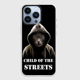 Чехол для iPhone 13 Pro с принтом Дитя улиц в Санкт-Петербурге,  |  | cat | gangster | балахон | глаза | дитя улиц | кот | котик | крутой | крутой принт | принт | с надписью | топ | тренд