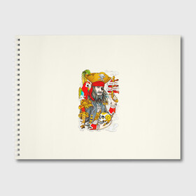Альбом для рисования с принтом Пират в Санкт-Петербурге, 100% бумага
 | матовая бумага, плотность 200 мг. | art | pirate | skull | арт | борода | дым | капитан | кости | костюм | листья | море | моряк | надпись | нож | оружие | пират | пистолет | попугай | прикольная | птица | череп