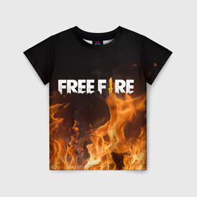 Детская футболка 3D с принтом FREE FIRE в Санкт-Петербурге, 100% гипоаллергенный полиэфир | прямой крой, круглый вырез горловины, длина до линии бедер, чуть спущенное плечо, ткань немного тянется | free fire | freefire | игра free fire | игра фрифаер | фри файр | фрифаер