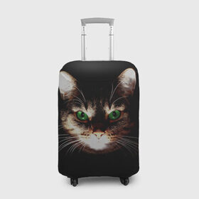 Чехол для чемодана 3D с принтом Зеленоглазый кот в Санкт-Петербурге, 86% полиэфир, 14% спандекс | двустороннее нанесение принта, прорези для ручек и колес | зеленые глаза | кот | котик | кошак | кошатнику | кошатнице | кошачий портрет | кошка | кошка с зелеными глазами | кружка | любительнице ко | любителю кошек | подушка | полосатый кот | портрет кота