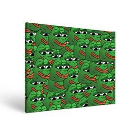Холст прямоугольный с принтом Pepe The Frog в Санкт-Петербурге, 100% ПВХ |  | frog | meme | memes | pepe | pepe the frog | грустная жабка | лягушка | лягушонок пепе | мем | мемы