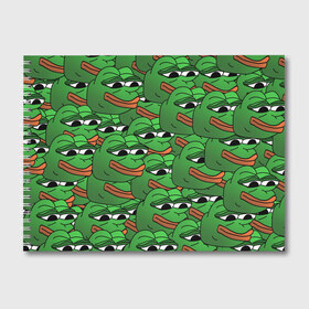 Альбом для рисования с принтом Pepe The Frog в Санкт-Петербурге, 100% бумага
 | матовая бумага, плотность 200 мг. | Тематика изображения на принте: frog | meme | memes | pepe | pepe the frog | грустная жабка | лягушка | лягушонок пепе | мем | мемы