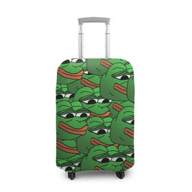 Чехол для чемодана 3D с принтом Pepe The Frog в Санкт-Петербурге, 86% полиэфир, 14% спандекс | двустороннее нанесение принта, прорези для ручек и колес | frog | meme | memes | pepe | pepe the frog | грустная жабка | лягушка | лягушонок пепе | мем | мемы