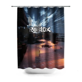 Штора 3D для ванной с принтом ROBLOX в Санкт-Петербурге, 100% полиэстер | плотность материала — 100 г/м2. Стандартный размер — 146 см х 180 см. По верхнему краю — пластиковые люверсы для креплений. В комплекте 10 пластиковых колец | game | gamer | logo | roblox | игры | логотип | роблокс