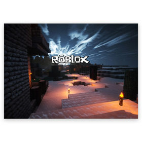Поздравительная открытка с принтом ROBLOX в Санкт-Петербурге, 100% бумага | плотность бумаги 280 г/м2, матовая, на обратной стороне линовка и место для марки
 | game | gamer | logo | roblox | игры | логотип | роблокс