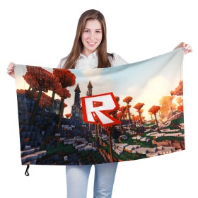 Флаг 3D с принтом ROBLOX GAME в Санкт-Петербурге, 100% полиэстер | плотность ткани — 95 г/м2, размер — 67 х 109 см. Принт наносится с одной стороны | game | gamer | logo | roblox | игры | логотип | роблокс