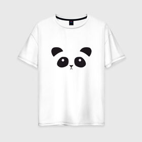 Женская футболка хлопок Oversize с принтом Грустная пандочка в Санкт-Петербурге, 100% хлопок | свободный крой, круглый ворот, спущенный рукав, длина до линии бедер
 | грустный | милый | мишка | мордочка | панда
