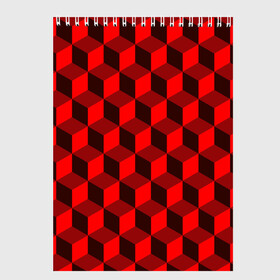 Скетчбук с принтом Кубики в Санкт-Петербурге, 100% бумага
 | 48 листов, плотность листов — 100 г/м2, плотность картонной обложки — 250 г/м2. Листы скреплены сверху удобной пружинной спиралью | геометрия | квадратики | квадраты | красная майка | красная футболка | красные квадраты | красные кубики | красные трусы | красные шорты | красный р | красный топ | красный чехол