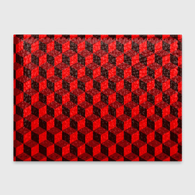 Обложка для студенческого билета с принтом Кубики в Санкт-Петербурге, натуральная кожа | Размер: 11*8 см; Печать на всей внешней стороне | Тематика изображения на принте: геометрия | квадратики | квадраты | красная майка | красная футболка | красные квадраты | красные кубики | красные трусы | красные шорты | красный р | красный топ | красный чехол