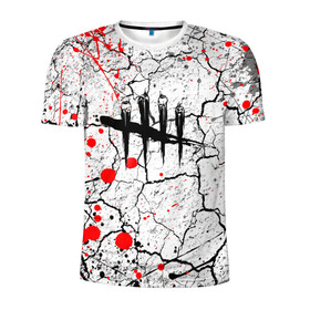 Мужская футболка 3D спортивная с принтом DEAD BY DAYLIGHT в Санкт-Петербурге, 100% полиэстер с улучшенными характеристиками | приталенный силуэт, круглая горловина, широкие плечи, сужается к линии бедра | dbd | dead by daylight | survival horror | дбд | мертвы к рассвету