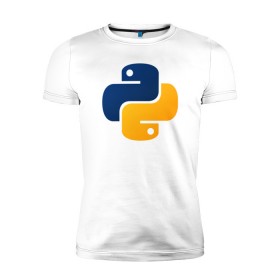 Мужская футболка премиум с принтом Python в Санкт-Петербурге, 92% хлопок, 8% лайкра | приталенный силуэт, круглый вырез ворота, длина до линии бедра, короткий рукав | Тематика изображения на принте: code | codes | pyhton | код | коды | питон | программирование | язык программирования