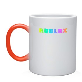 Кружка хамелеон с принтом ROBLOX в Санкт-Петербурге, керамика | меняет цвет при нагревании, емкость 330 мл | Тематика изображения на принте: roblox | игра | компьютерная игра | логотип | онлайн | онлайн игра | роблакс | роблокс