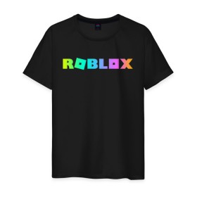 Мужская футболка хлопок с принтом ROBLOX в Санкт-Петербурге, 100% хлопок | прямой крой, круглый вырез горловины, длина до линии бедер, слегка спущенное плечо. | roblox | игра | компьютерная игра | логотип | онлайн | онлайн игра | роблакс | роблокс