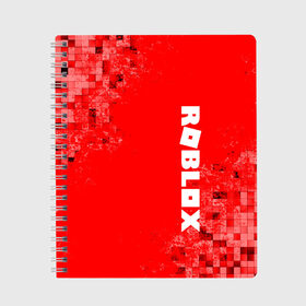 Тетрадь с принтом ROBLOX в Санкт-Петербурге, 100% бумага | 48 листов, плотность листов — 60 г/м2, плотность картонной обложки — 250 г/м2. Листы скреплены сбоку удобной пружинной спиралью. Уголки страниц и обложки скругленные. Цвет линий — светло-серый
 | roblox | игра | компьютерная игра | логотип | онлайн | онлайн игра | роблакс | роблокс