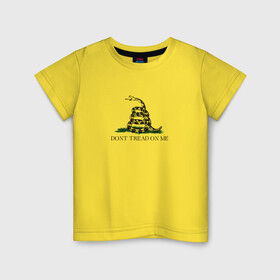 Детская футболка хлопок с принтом Dont tread on me в Санкт-Петербурге, 100% хлопок | круглый вырез горловины, полуприлегающий силуэт, длина до линии бедер | анархия | анархо | антикоммунизм | гадсденовский | змея | капитализм | коммунизм | меня | на | наступай | не | светов | флаг