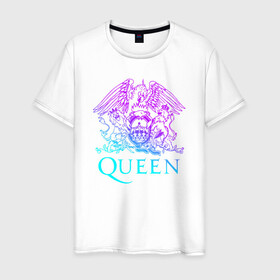Мужская футболка хлопок с принтом QUEEN в Санкт-Петербурге, 100% хлопок | прямой крой, круглый вырез горловины, длина до линии бедер, слегка спущенное плечо. | queen | rock | брайан мэи | группа queen | группа квин | джон дикон | квин | королева | король | роджер тейлор | рок | фредди меркьюри