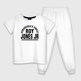 Детская пижама хлопок с принтом Roy Jones Jr. в Санкт-Петербурге, 100% хлопок |  брюки и футболка прямого кроя, без карманов, на брюках мягкая резинка на поясе и по низу штанин
 | Тематика изображения на принте: captain hook | roy jones | roy levesta jones | бокс | капитан хук | рой джонс