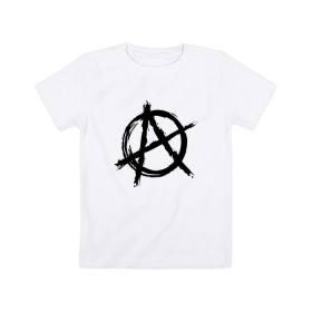 Детская футболка хлопок с принтом АНАРХИЯ в Санкт-Петербурге, 100% хлопок | круглый вырез горловины, полуприлегающий силуэт, длина до линии бедер | anarchy | riot | rock | анархия | бунт | знаки | музыка | панки | рок | символ