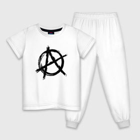 Детская пижама хлопок с принтом АНАРХИЯ в Санкт-Петербурге, 100% хлопок |  брюки и футболка прямого кроя, без карманов, на брюках мягкая резинка на поясе и по низу штанин
 | anarchy | riot | rock | анархия | бунт | знаки | музыка | панки | рок | символ