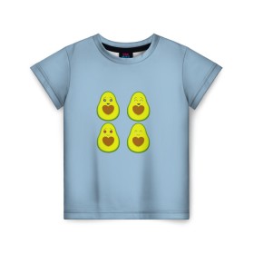 Детская футболка 3D с принтом Авокадо в Санкт-Петербурге, 100% гипоаллергенный полиэфир | прямой крой, круглый вырез горловины, длина до линии бедер, чуть спущенное плечо, ткань немного тянется | авокадо | авокадо с сердечком | авокадо сердечко | авокадо сердце | авокадо эмоции | сердечко | четыре | четыре авокадо