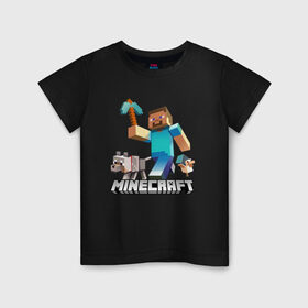 Детская футболка хлопок с принтом MINECRAFT в Санкт-Петербурге, 100% хлопок | круглый вырез горловины, полуприлегающий силуэт, длина до линии бедер | block | creeper | cube | minecraft | pixel | блок | геометрия | крафт | крипер | кубики | майнкрафт | пиксели