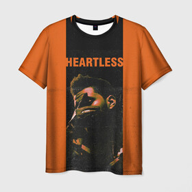 Мужская футболка 3D с принтом HEARTLESS в Санкт-Петербурге, 100% полиэфир | прямой крой, круглый вырез горловины, длина до линии бедер | Тематика изображения на принте: blinding lights | heartless | starboy | the weekend | уикенд